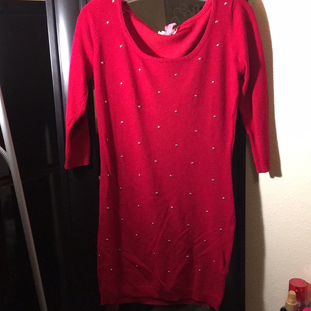 Red bedazzled dress. ❣️